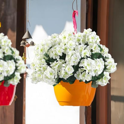 12 Pcs Artificial Geranium Flowers for Outdoors Geranium White Silk Flowers Outdoor UV Resistant Garden Plants Faux Flowers for Home Kitchen Table Centerpieces Decor