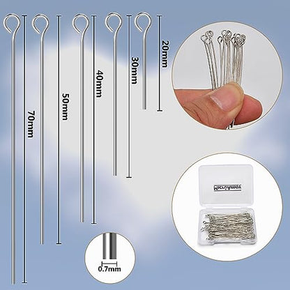 100pcs Silver Filled Eye Pins Non Tarnish Craft Earring Bracelet Jewelry Making Accessories Supplies (100 Count)