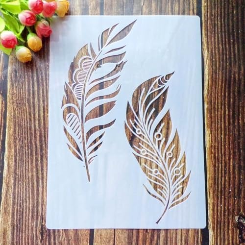 A4 Reusable Two Feathers Stencil for Painting