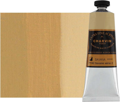 Charvin Extra Fine Professional Acrylic Paint - Savana, 60ml Tube, Triple-Milled, Lightfast Pigments, Open Stock Artist Acrylic Paints in Nature-Inspired Hues