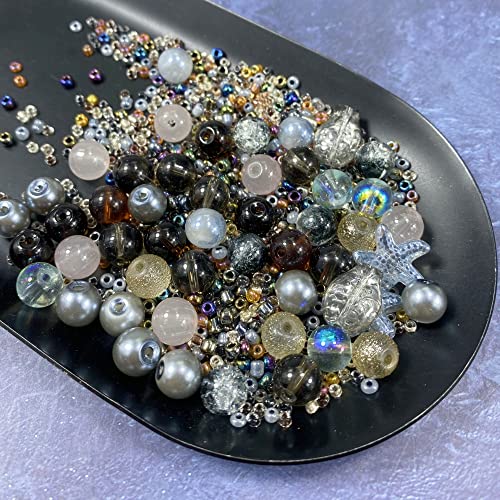 Assorted Glass Resin Beads Multi Size Colors Smooth Cracked Gravel Millet Spacer Beads for Bracelets Necklace Earring DIY Jewelry Making Craft