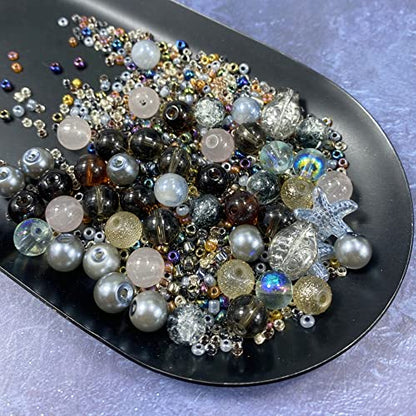 Assorted Glass Resin Beads Multi Size Colors Smooth Cracked Gravel Millet Spacer Beads for Bracelets Necklace Earring DIY Jewelry Making Craft