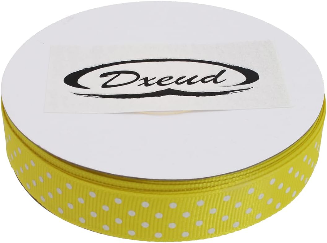 Polka Dot Grosgrain Ribbon 25 Yard Each Roll 100% Polyester (5/8", Yellow) - Crafty Corner