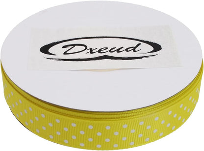 Polka Dot Grosgrain Ribbon 25 Yard Each Roll 100% Polyester (5/8", Yellow) - Crafty Corner