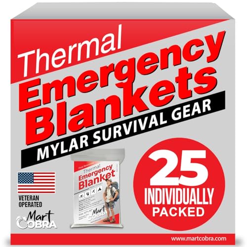 Emergency Blanket Mylar Thermal Space Survival Gear & Supplies 25 (25 Count)