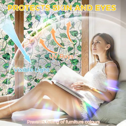 Rainbow 3D Window Stained Glass Privacy Film Decorative