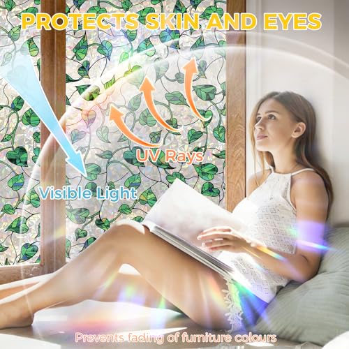 Rainbow 3D Window Stained Glass Privacy Film Decorative