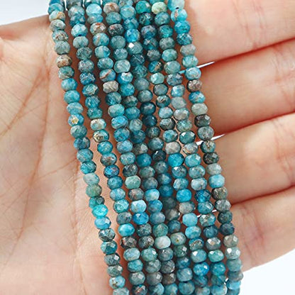 Natural Apatite Beads 4x2mm 120pcs Faceted Rondelle Loose Semi Gemstone Beads for Jewelry Making Design (120 Count)