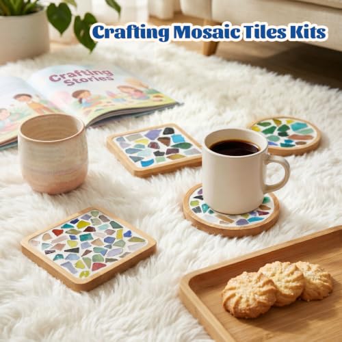 4 Sets DIY Mosaic Kits for Adults Mixed Color Mosaic Tiles for Crafts (208 Count)