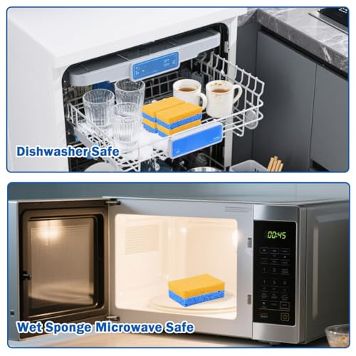 Sponges Kitchen 10 Pack Natural Compressed Cellulose Sponges for Dishes Non Scratch for Household Cookware Bathroom Cars Soft Super Absorbent Reusable