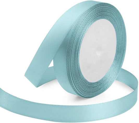 Baby Blue Ribbon 5/8 Inches x 25 Yards, Baby Blue Satin Fabric Silk Ribbon for Gift Wrapping, Bows Making, Floral Bouquets, Wreaths, DIY Handicrafts, Sewing Projects, Baby Shower and Wedding Party - Crafty Corner
