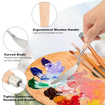 Art Spatula No.4 12mm Stainless Steel Flexible Palette Knife Painting Knife Painting Spatula Oil Painting Mixing Scraper with Wood Handle for Canvas Acrylic Painting