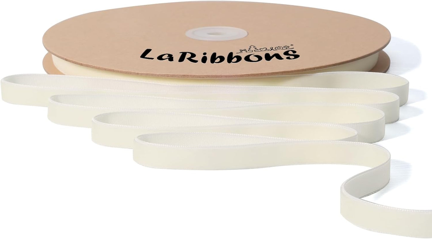 LaRibbons Thin Velvet Ribbon 3/8 Inch x 25 Yards, Cream Ivory Velvet Ribbon for Christmas Tree, Gift Wrapping, Wreath Bow, Outdoor Decoration - Crafty Corner