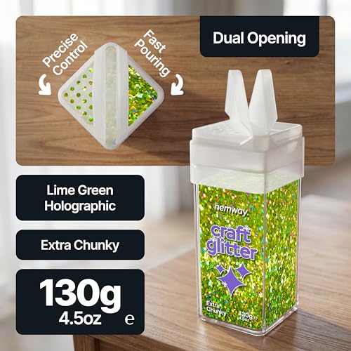 Craft Glitter Shaker Lime Green Holographic 110g Extra Chunky (4.5 Ounce)