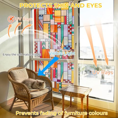 3D Stained Glass Window Privacy Film Decorative Non