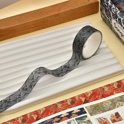 12 Rolls Kyoto Charm Washi Tape Set Japanese Arts Adhesive Tapes Geometric Garden Decorative Masking Tape Sets for Craft (12 Count)