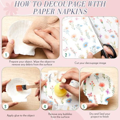 36 Pack 9 Styles Decoupage Napkins Little Colorful Floral Napkins (36 Count)