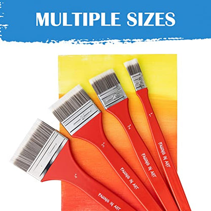 Flat Paddle Paint Brush Set with Long Handle (10 Count)