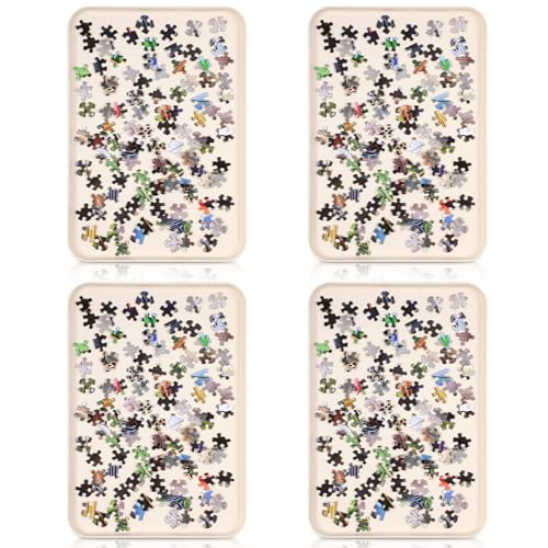 4 Pcs 15'' x 10.5' Extra Large Puzzle Sorting Trays Stackable Puzzle Trays for Sorting Piece Sorter Jigsaw Storage Accessory for 2000 (4 Count)