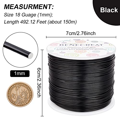18 Gauge Aluminum Wire 492FT Anodized Black Bendable Craft Wire for Beading Jewelry Craft Making (492 Foot)