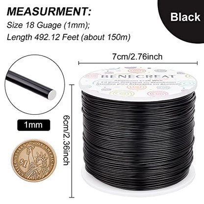 18 Gauge Aluminum Wire 492FT Anodized Black Bendable Craft Wire for Beading Jewelry Craft Making (492 Foot)