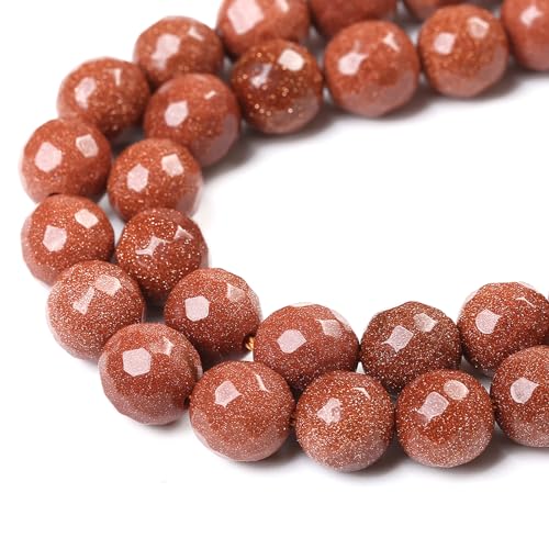 60pcs 6mm Natural Gold Sandstone Beads Faceted Stone Energy Healing Beads for Jewelry MakingDIY Bracelet Necklace Accessories 15"