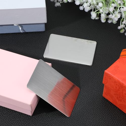 30 Pieces 304 Stainless Steel Metal Business Cards Blank Steel Laser Engraving Stainless Cards for House Office Customer DIY Gift Plate