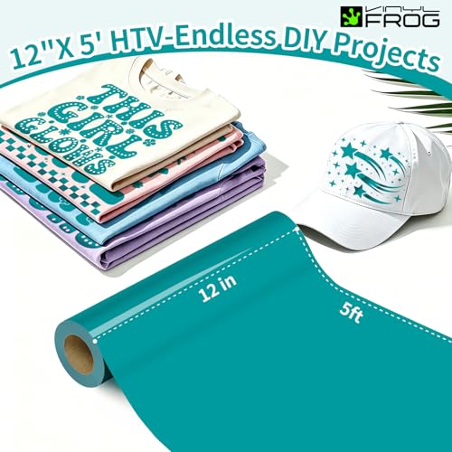 Teal Heat Transfer Vinyl Roll 12" x5ft Matte HTV Vinyl (5 Foot)