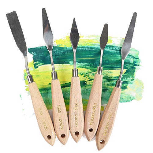 11 Piece Stainless Steel Spatula Palette Knife Professional Palette Knife Painting Wood Handle (11 Count)