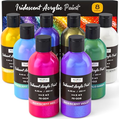8 Colors Iridescent Acrylic Paint (67.6 Fl Oz)