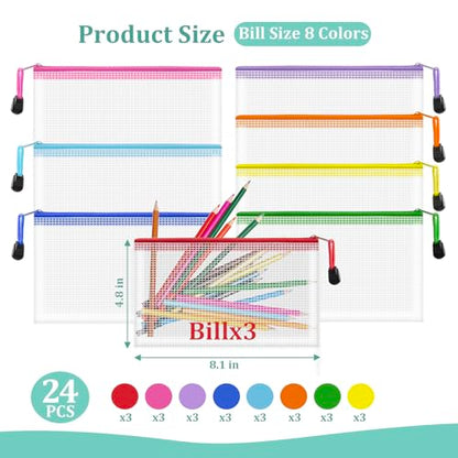 24pcs Mesh Zipper Pouch Bags Small (24 Count)