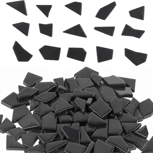 Black Glass Mosaic Tiles for Crafts Bulk (7.05 Ounce)