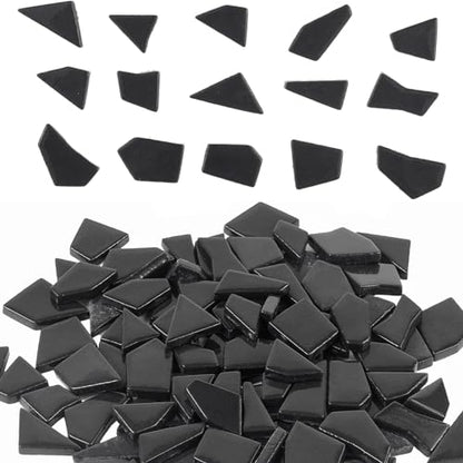 Black Glass Mosaic Tiles for Crafts Bulk (7.05 Ounce)