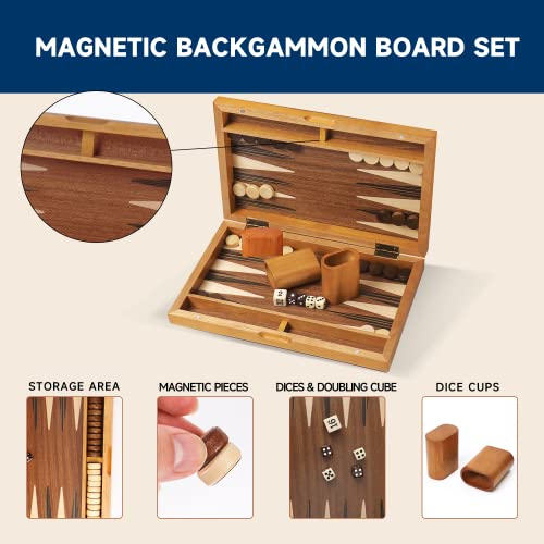 GSE Premium Wooden Magnetic Inlay Backgammon Board Set