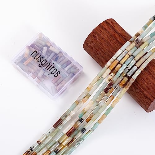 Natural Amazonite Cylinder Tube Beads 4x13mm 38cm (28 Count)