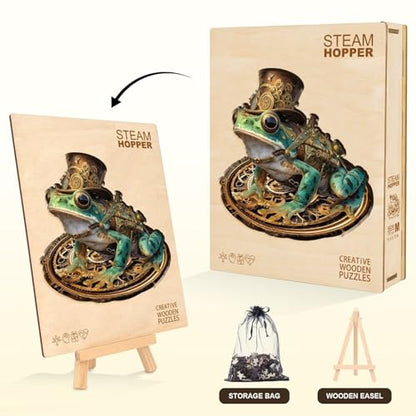 Steam Hopper Frog Puzzles Adults Gifts for Women Men Wooden 210 Pieces 13.4 x 13.0in