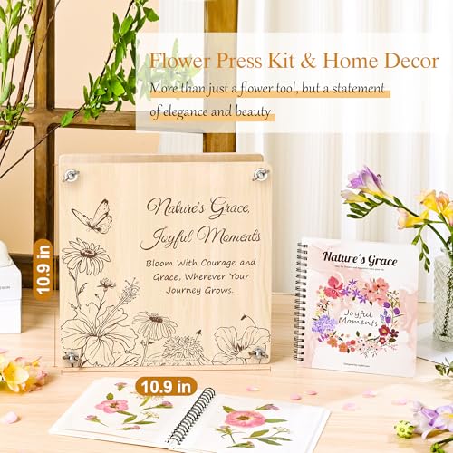 Large Flower Press Kit for Adults with Designed Cover and DIY Album