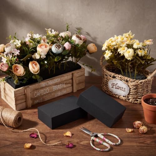 8 Pcs Black Reusable Floral Foam Blocks Water Weather Resistant Dry Floral Foam for Artificial Flower Arrangements Outdoor Hanging Florist Plant Bases for DIY Wedding