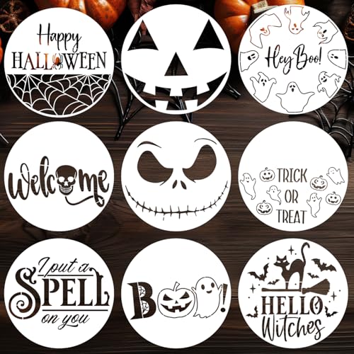 Halloween Stencils for Painting on Wood 12" Round Halloween Stencils (9 Count)