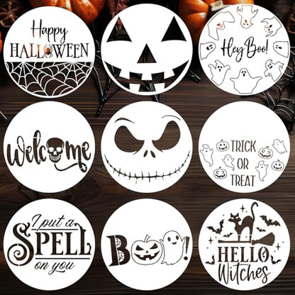 Halloween Stencils for Painting on Wood 12" Round Halloween Stencils (9 Count)