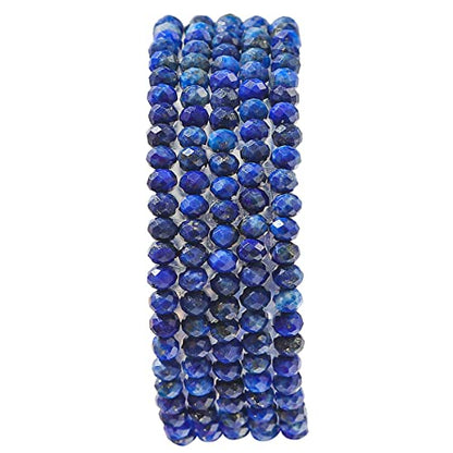 Natural Lapis Lazuli Beads 4x2mm 120pcs Faceted Rondelle Loose Semi Gemstone Beads for Jewelry Making Design (120 Count)