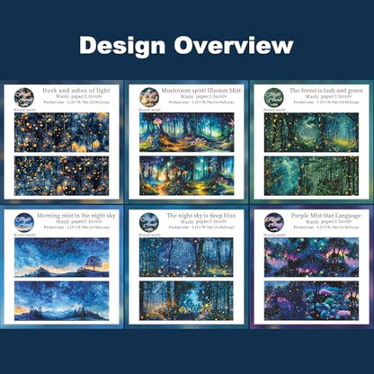 Night Forest Seamless Washi Tape Scrapbook Kit (7 Count)