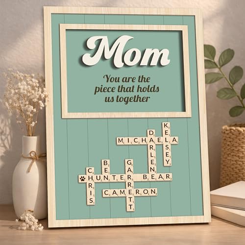 Mom You Are The Piece Personalized Family Crossword Scrable Sign for Mom