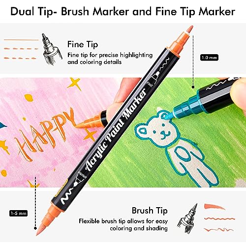 28 Pastel Brush & Fine Tip Acrylic Paint Markers (28 Count)