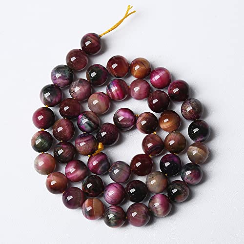61pcs 6mm Top AAA Natural Tiger Eye Beads for Jewelry Making Rose Red Starry Sky Tiger Eye Stone Round Loose Beads DIY Bracelet Necklace Earrings (16 Count)