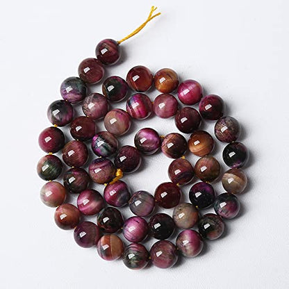 61pcs 6mm Top AAA Natural Tiger Eye Beads for Jewelry Making Rose Red Starry Sky Tiger Eye Stone Round Loose Beads DIY Bracelet Necklace Earrings (16 Count)