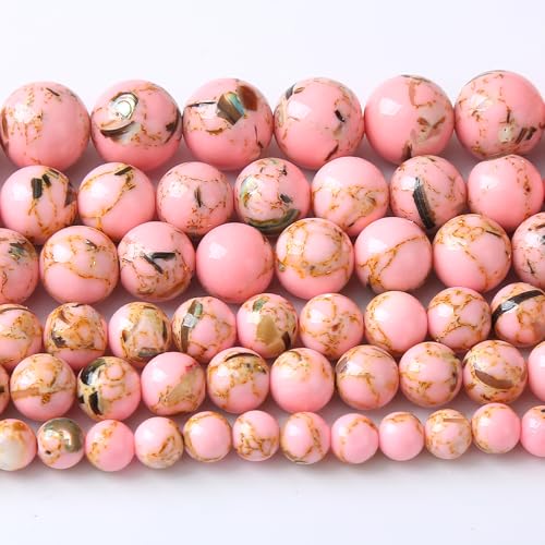 120PCS 6MM Pink Shell Turquoise Stone Beads with Mother