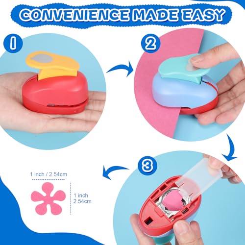10 Pcs Craft Hole Punch Shapes 1 Inch Paper Punch Hole Mix Shapes Cutters for Paper Crafting Scrapbooking Office Supplies (10 Count)