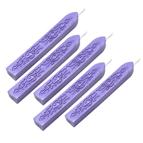 5Pcs Purple Sealing Wax Sticks with Wicks for Wax Seal Stamp (5 Count)