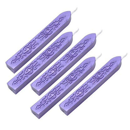 5Pcs Purple Sealing Wax Sticks with Wicks for Wax Seal Stamp (5 Count)